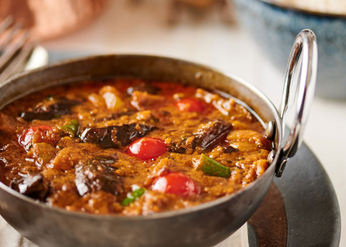 Chicken Bengali w eggplant + beans