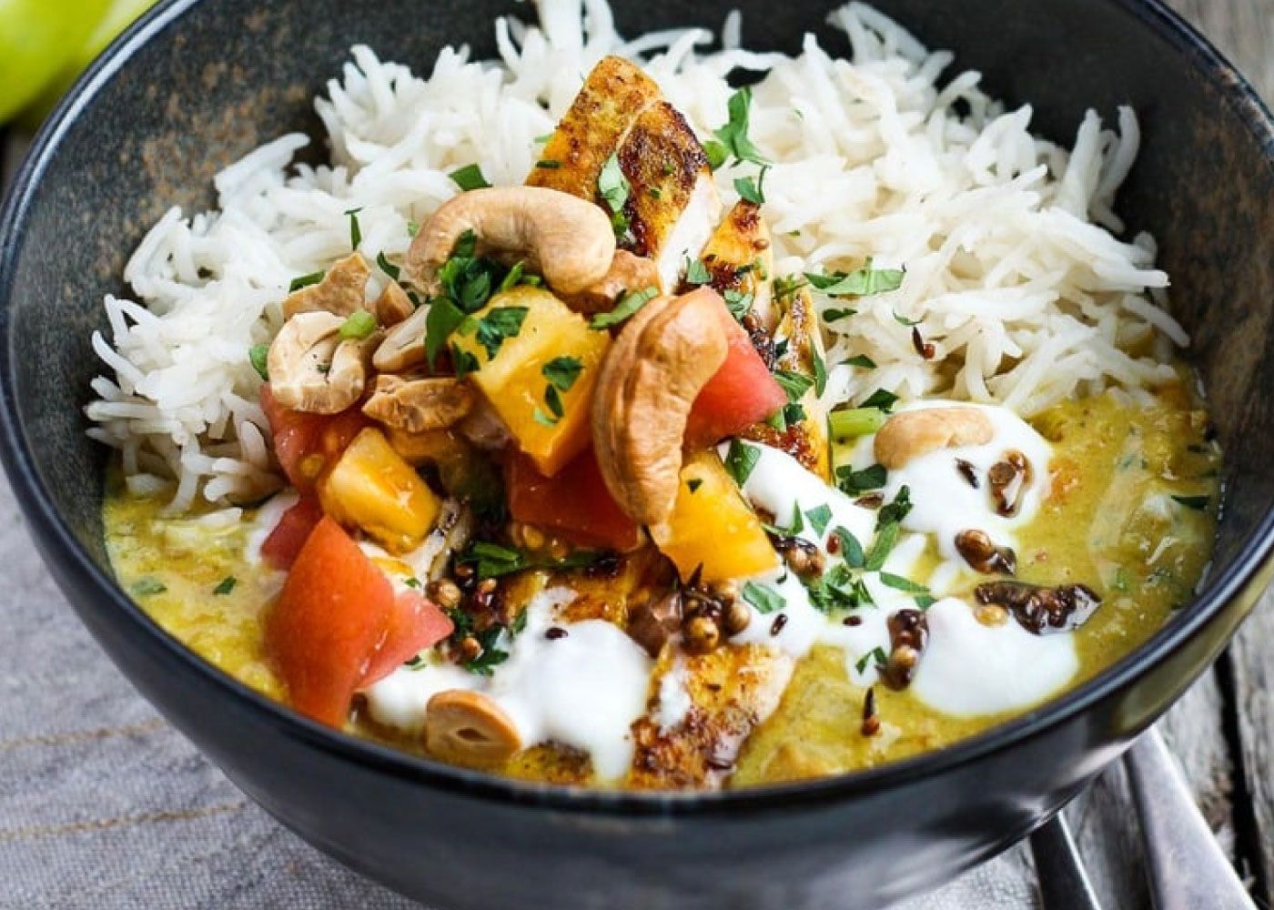 Vege curry w cashew black mustard + rice