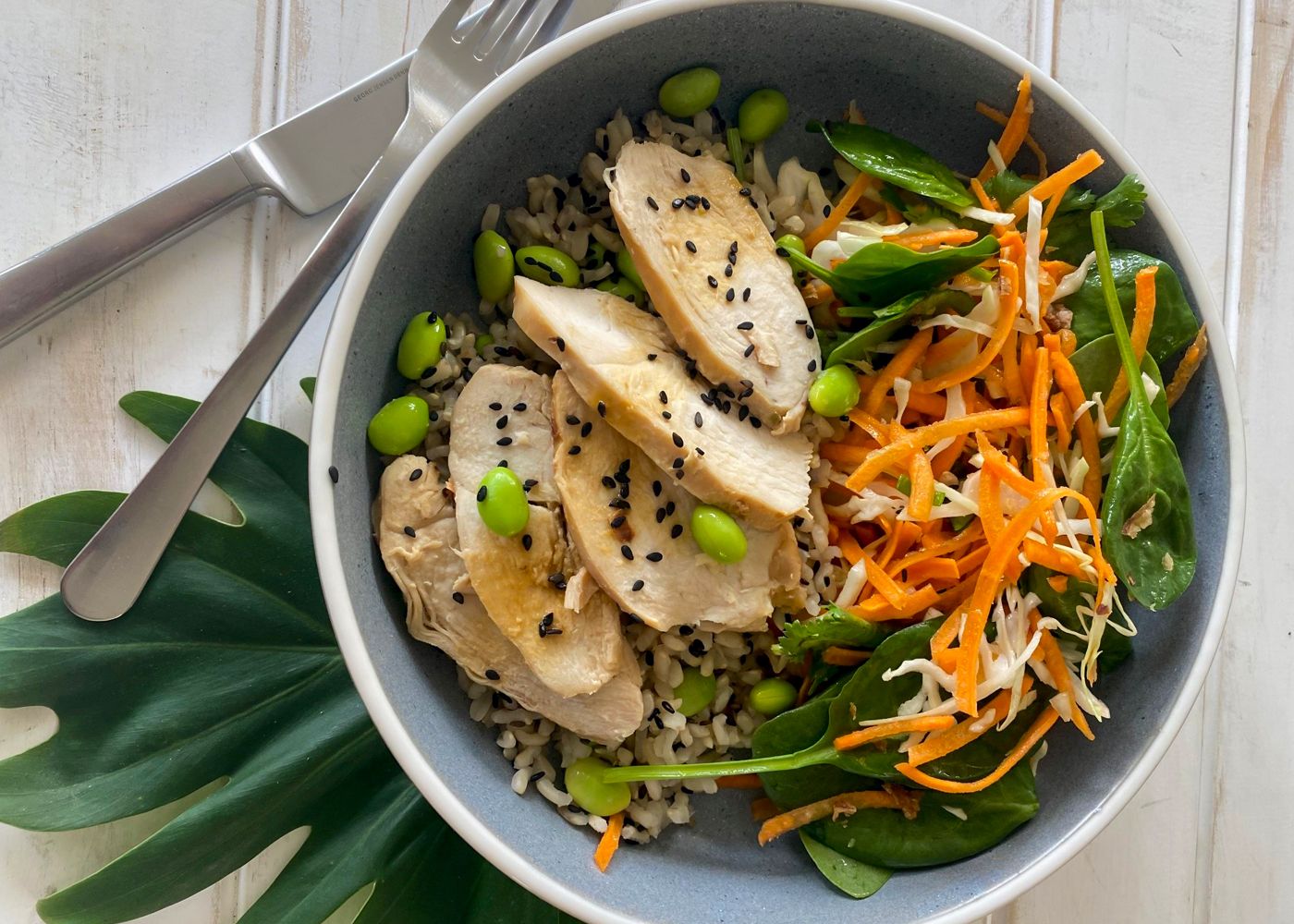 Japanese chicken poke bowl - Add your own salad greens