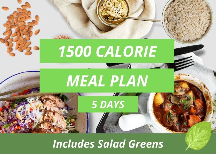 1500 Calorie - 5 Day - Plan 2 - with Salad Greens