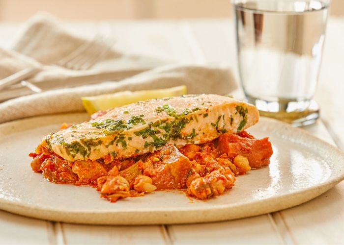 Baked salmon w caponata