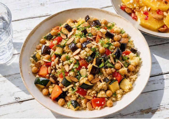 Middle eastern eggplant w couscous