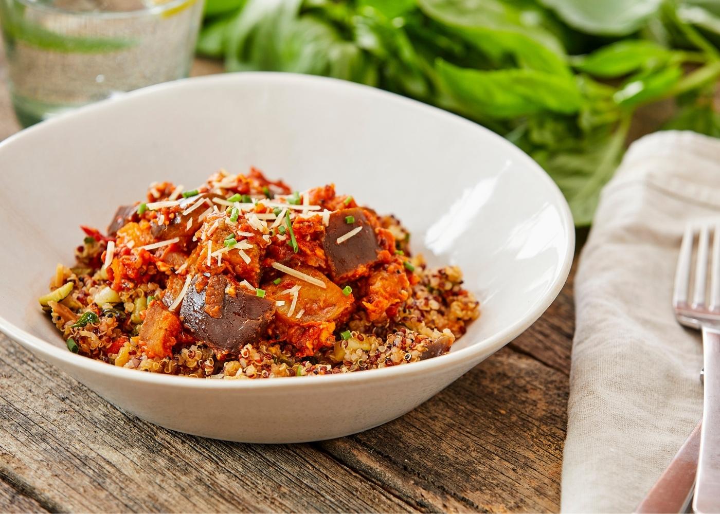 Eggplant parmigiana w quinoa