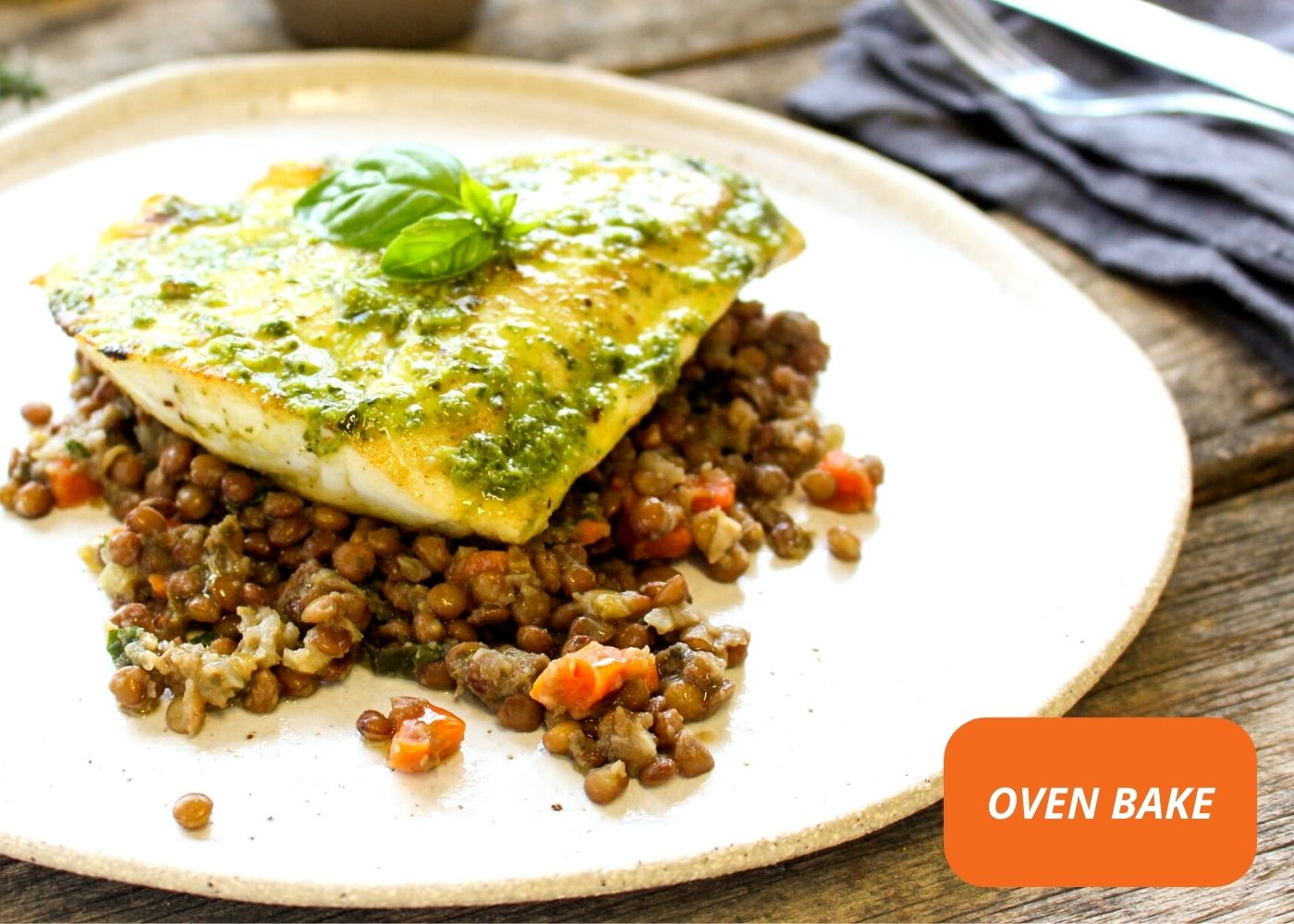 Barramundi  w sauteed lentils